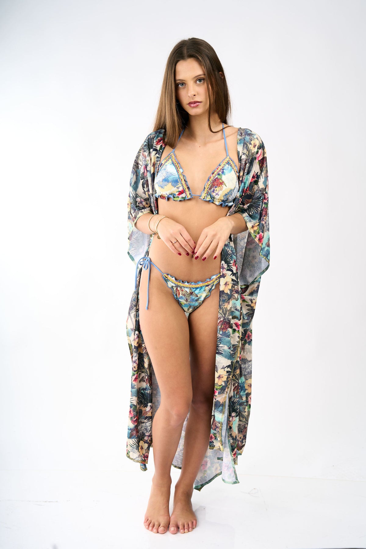 Tamia Blue Flowers Ribbons Bikini